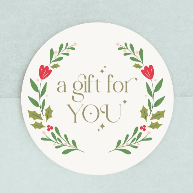 A Gift For You Wreath Gift Certificate Classic Round Sticker (Creator Uploaded)