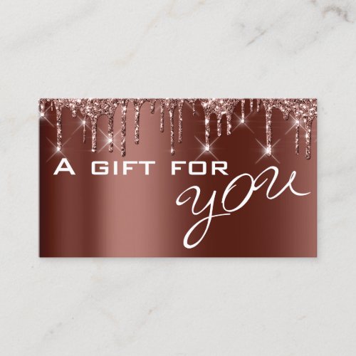 A Gift For Yuu Brown Gold Metal Glitter Drips Business Card
