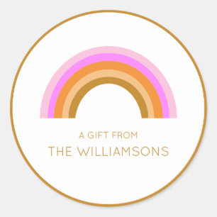 A Gift From Rainbow Personalized Family Name Boho Classic Round Sticker