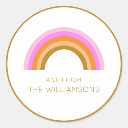 A Gift From Rainbow Personalized Family Name Boho Classic Round Sticker