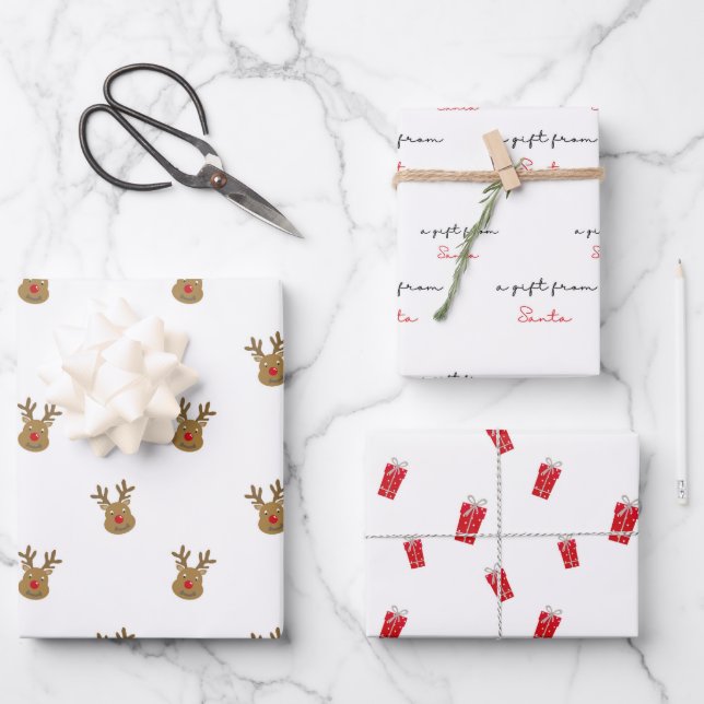 A Gift From Santa Cute Christmas  Wrapping Paper Sheets (Front)