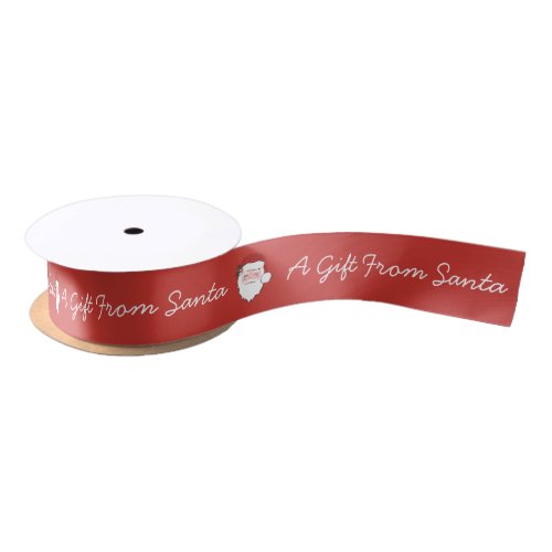 A Gift From Santa  Santa Face   Satin Ribbon