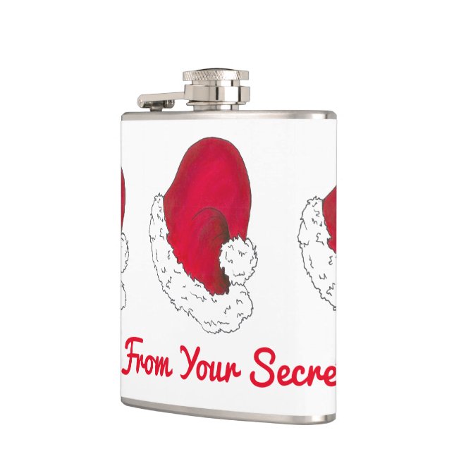 A Gift from Secret Santa Claus Red Christmas Xmas Hip Flask (Left)