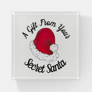 A Gift from Secret Santa Claus Red St. Nick Hat Paperweight