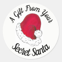 A Gift from Your Secret Santa Claus Christmas Red Classic Round Sticker
