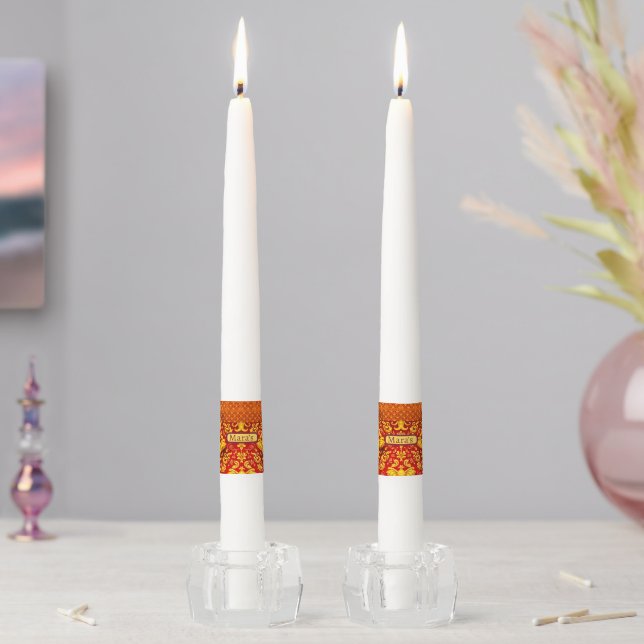 A Gift of Protection: Customizable Crimson & Gold  Taper Candle (In Situ)