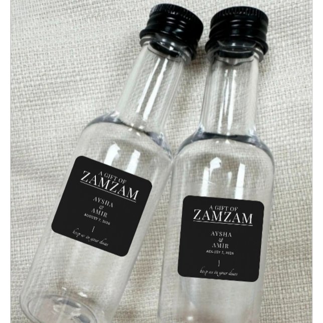 A Gift Of Zamzam | Modern Islamic Wedding  Square Sticker (A gift of zamzam wedding gifts for couple black stickers )