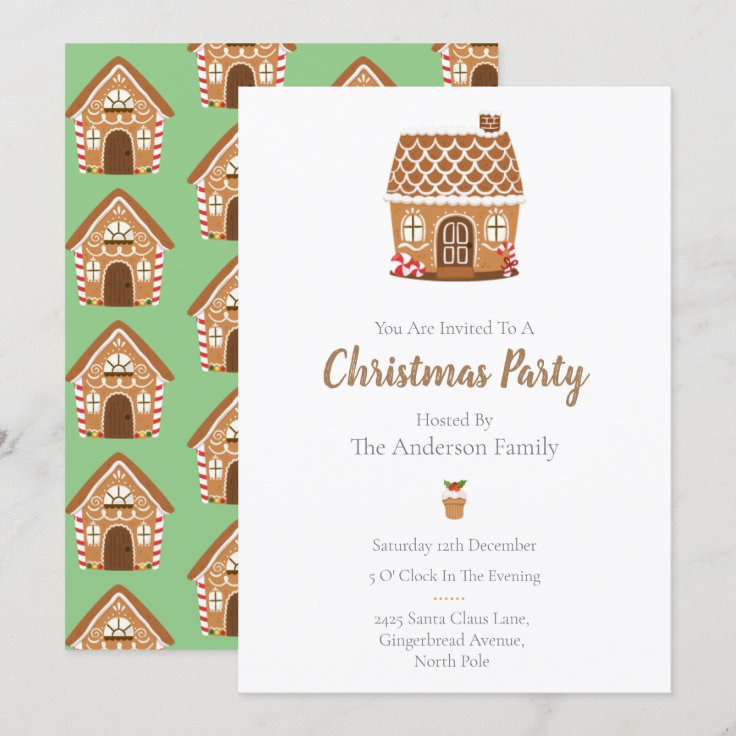A Gingerbread House Christmas Invitation | Zazzle