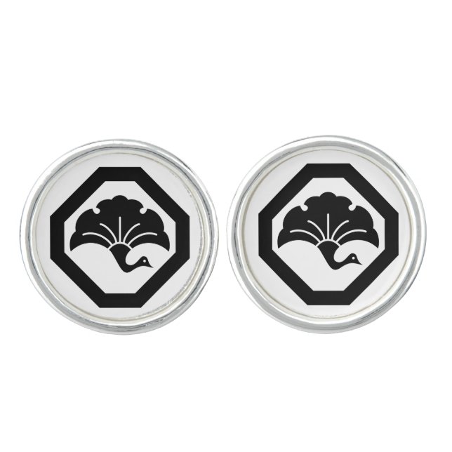A Ginkgo Crane in a Corner Cufflinks (Front)