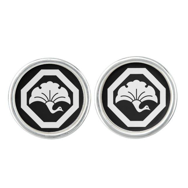 A Ginkgo Crane in a Corner Cufflinks (Front)