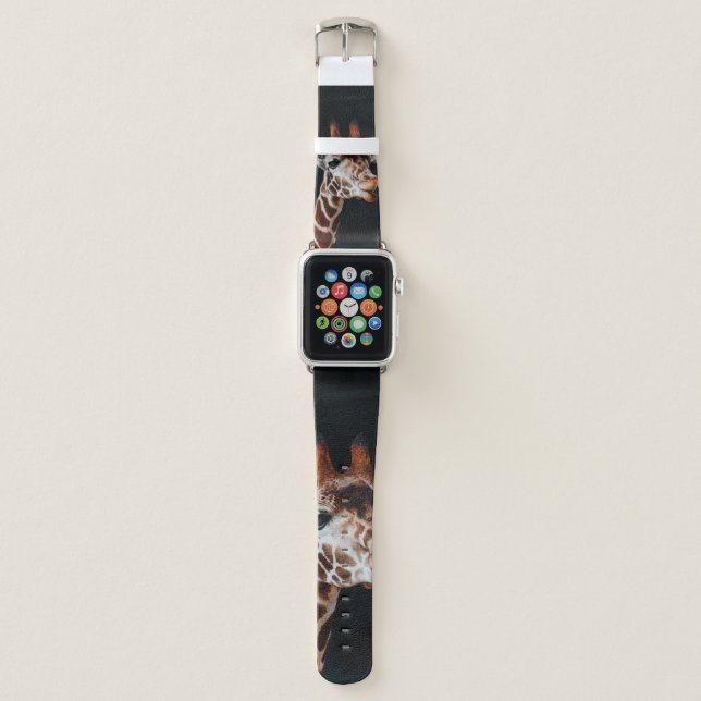 A GIRAFFE AT CALGARY ZOO POKING HIS TONGUE OUT APPLE WATCH BAND (Front)