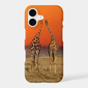 A Giraffe couple walks into the sunset, in iPhone 17 Case