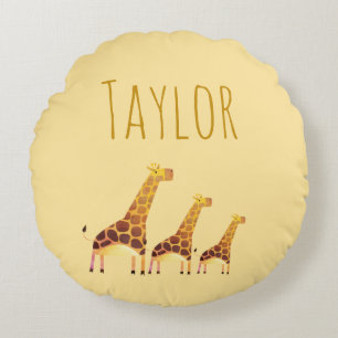 A Giraffe Safari Adventure Round Pillow