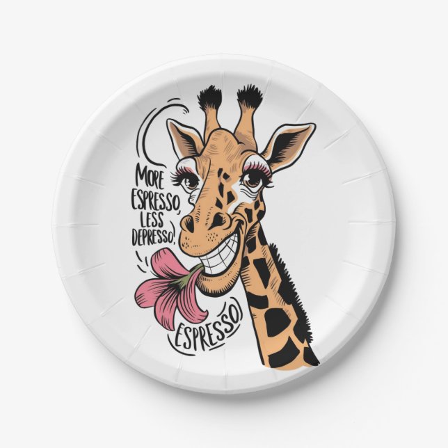 A giraffe with a happy expression paper plates (Front)