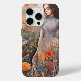 A Girl And Full Of Flowers iPhone 15 Pro Case