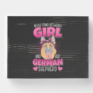 A Girl And German Shepherd Wooden Box Sign