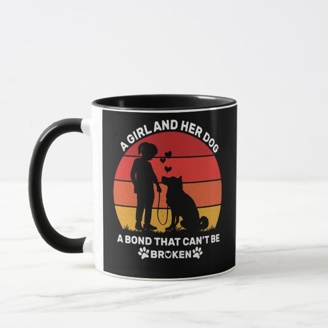A Girl And Her Dog A Bond That Can't Be Broken  Mug (Left)