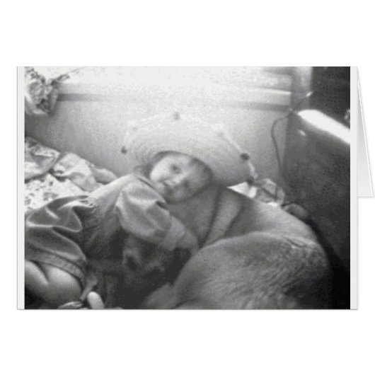 A girl and her dog B&W Photo Image (Front Horizontal)