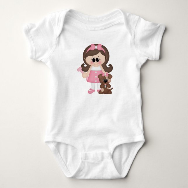 A girl and her dog. baby bodysuit (Front)