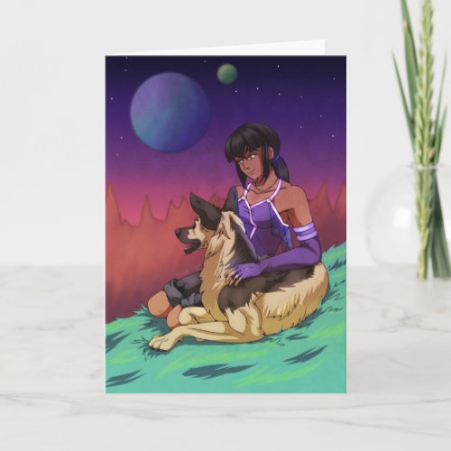 A Girl and her Dog in Space Card