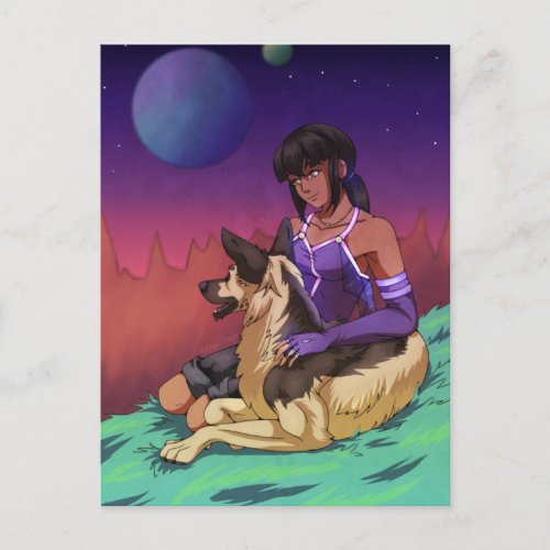A Girl and her Dog in Space Card