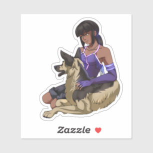 A Girl and Her Dog in Space Sticker