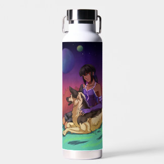 A Girl and Her Dog in Space Water Bottle