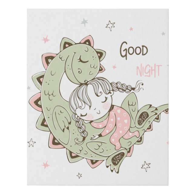 A Girl and Her Dragon Faux Canvas Print (Front)