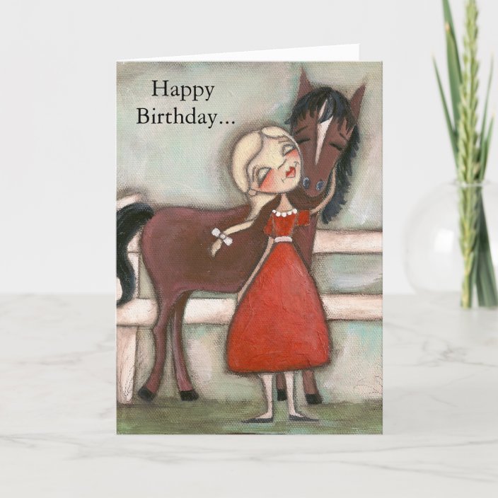 A Girl and Her Horse Birthday Card