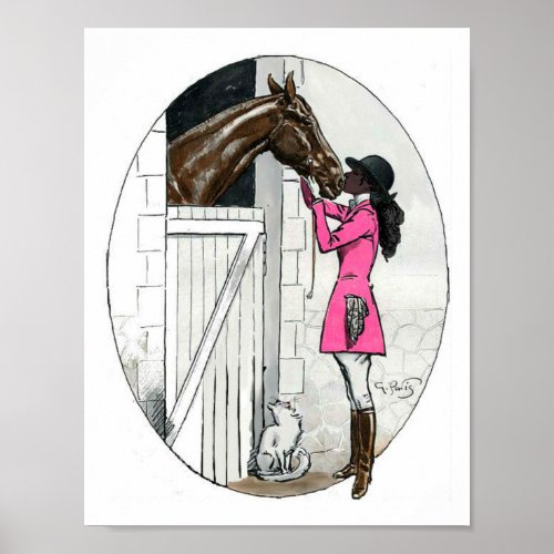 A Girl and Her Horse Pink Coat African American Poster