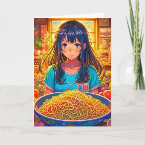 A Girl and her Ramen Anime Funny Birthday Card