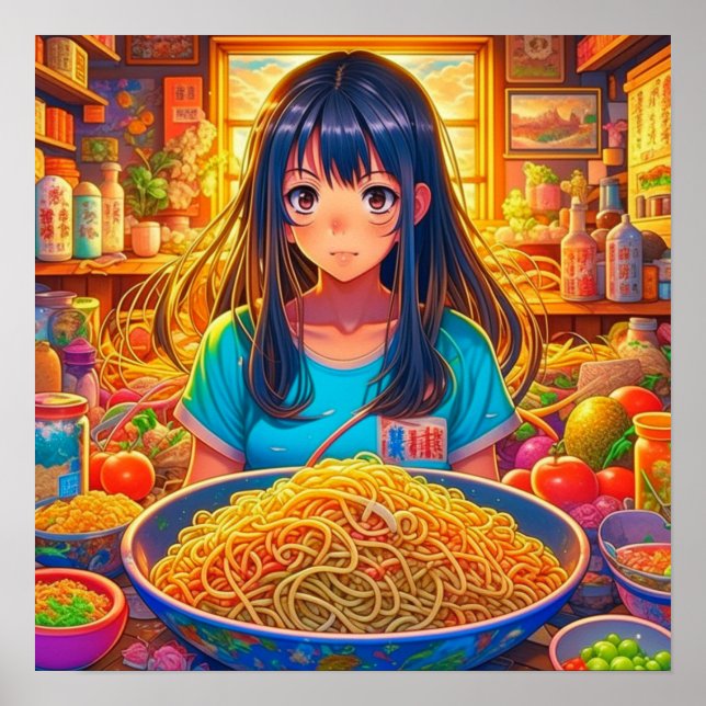 A Girl and her Ramen Anime Poster (Front)