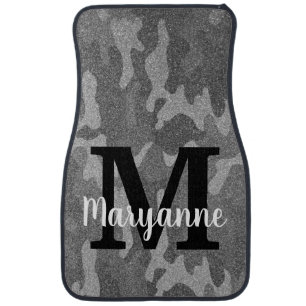 A Girl and Her Truck Camouflage Glitter Monogram Car Floor Mat