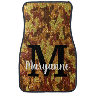 A Girl and Her Truck Camouflage Glitter Monogram Car Floor Mat