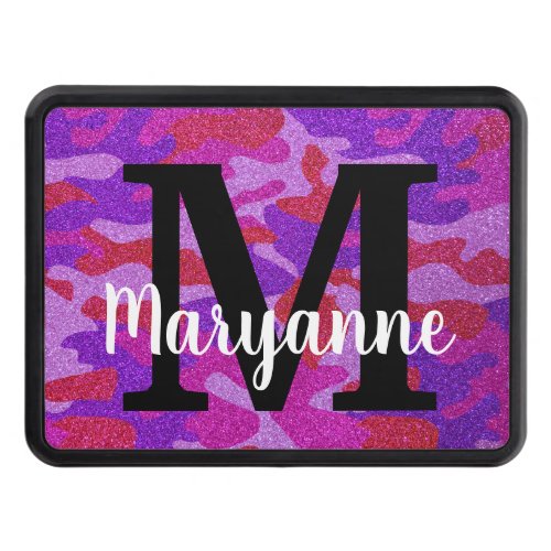 A Girl and Her Truck Camouflage Glitter Monogram Hitch Cover