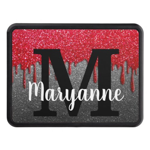 A Girl and Her Truck Gold Glitter Drip Monogrammed Hitch Cover