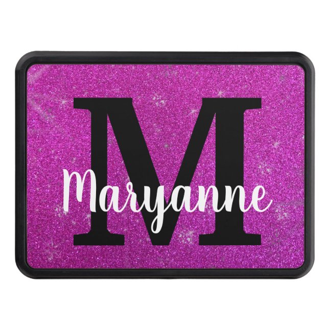 A Girl and Her Truck Modern Glitter Monogrammed    Hitch Cover (Front)