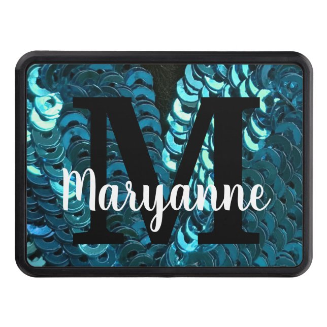 A Girl and Her Truck Modern Sequins Monogrammed Hitch Cover (Front)