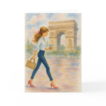 A girl and the Arc de Triomphe Scene Paris