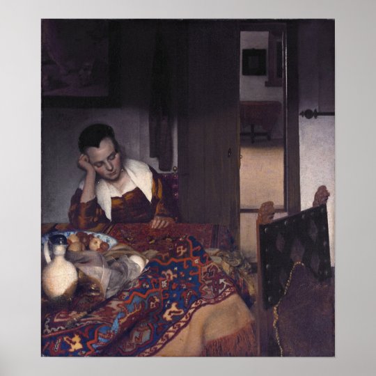 A Girl Asleep by Johannes Vermeer Poster