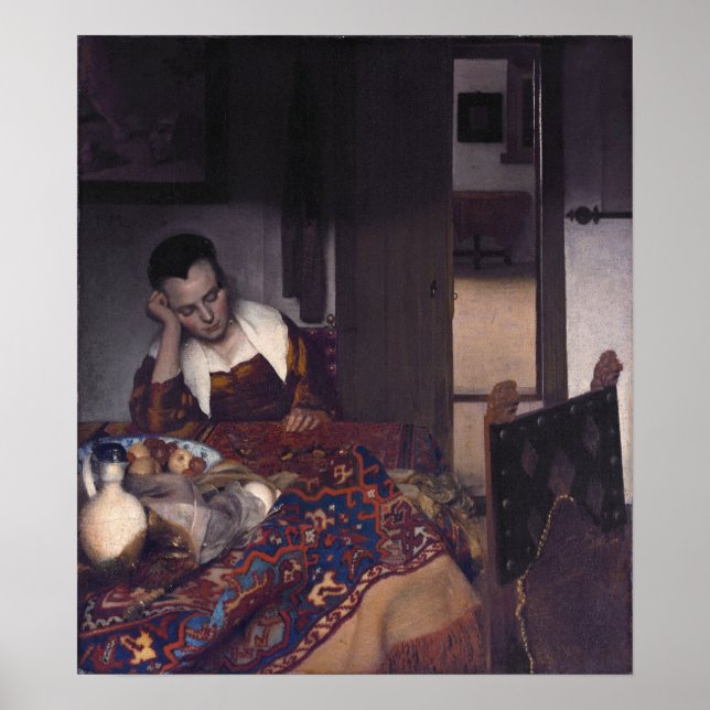 A Girl Asleep by Johannes Vermeer Poster (Front)