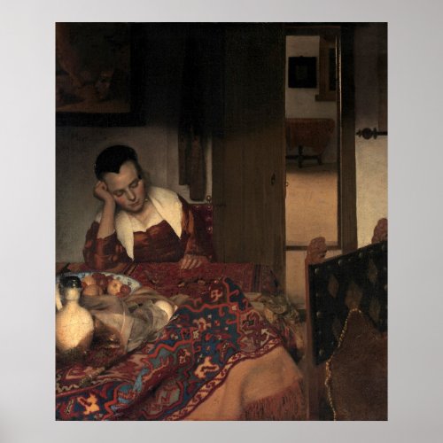 A Girl Asleep by Johannes Vermeer _ poster