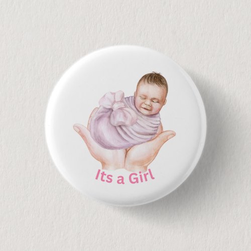 A Girl Cute Baby Shower Button Pin