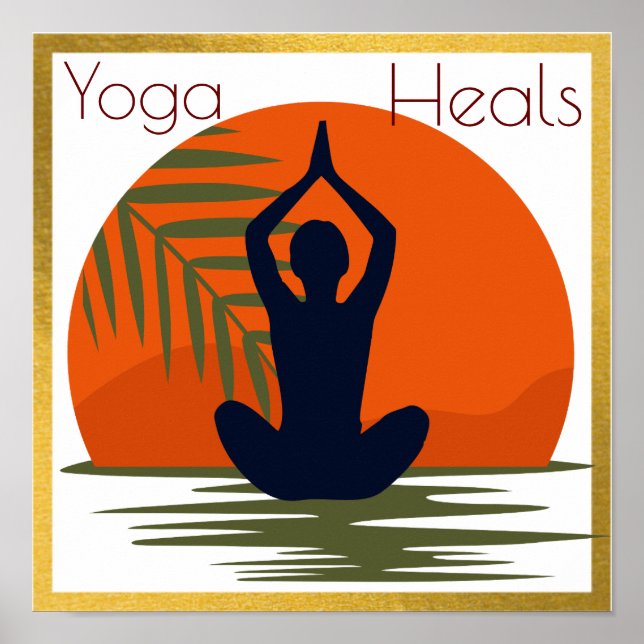 A Girl doing yoga with sunset background Poster (Front)