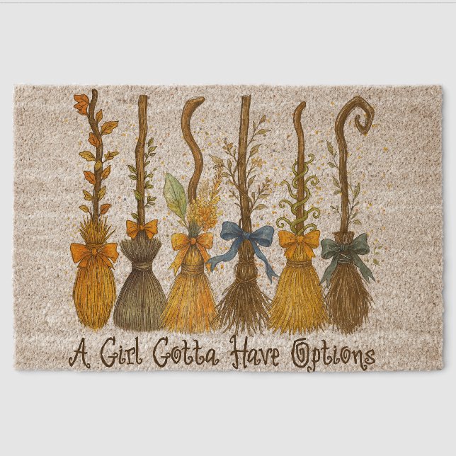 A Girl Gotta Have Options Halloween Fiber Doormat (Front)