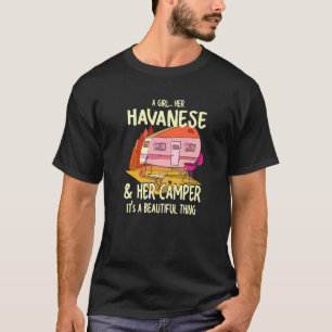 A Girl Her Havanese And Her Camper Havanese Cuban T-Shirt