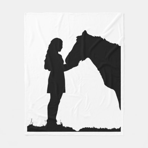 A Girl  Her Horse Love Customize background color Fleece Blanket