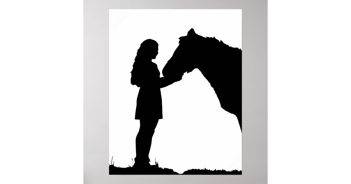 A Girl & Her Horse Love Silhouette Art Poster | Zazzle.com