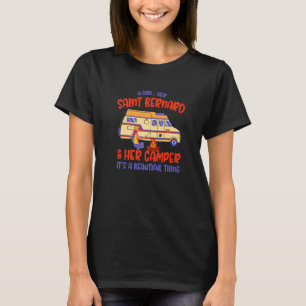 A Girl Her Saint Bernard And Her Camper St Bernhar T-Shirt