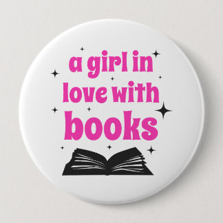 A girl in love with books design button